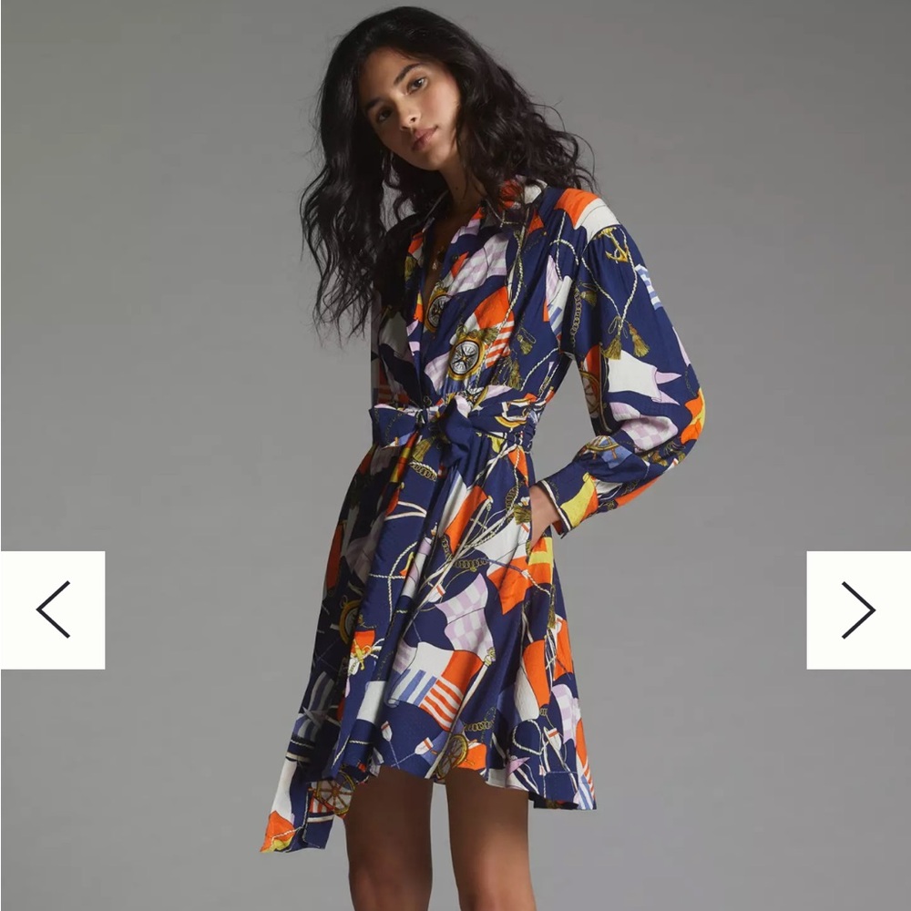 NWT Anthro Maeve Nautical Mini Shirtdress Sz S